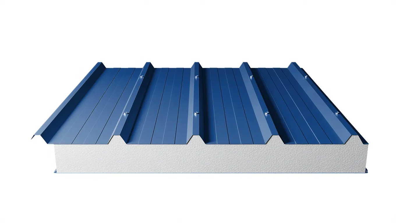 Кровельная сэндвич-панель с пенополистиролом 60 мм цвет RAL (полиэстер) верх 0,7 мм / низ 0,7 мм (ширина 1000 мм)